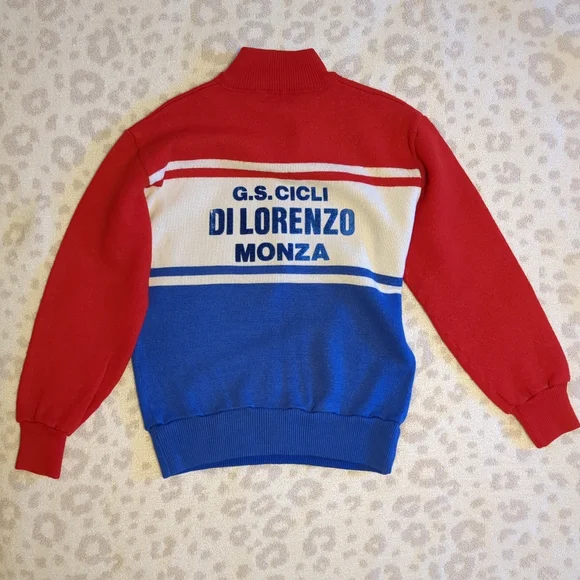 Vintage Italian Cycling Race Jersey Wool Quarter Zip Sweater Monza Italy Medium - Picture 6 of 8